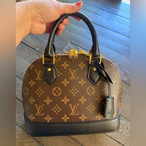 Brown and Black Monogram Dome Satchel, New